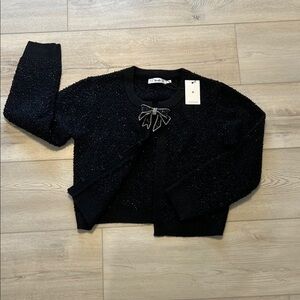 b+ab Black Sparkly Bow-Embellished Women's Cardigan NWT